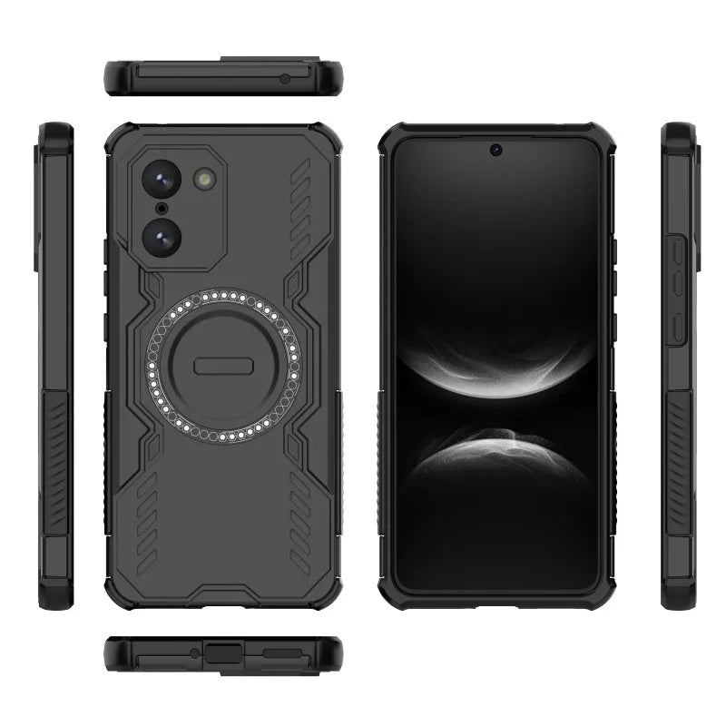 WANLONFENG For OnePlus Nord CE5 5G / OnePlus Ace 5 Racing 5G Magnetic Case  DJ Series PC TPU Phone Cover with 2Pcs Tempered Glass Film - Black - 2