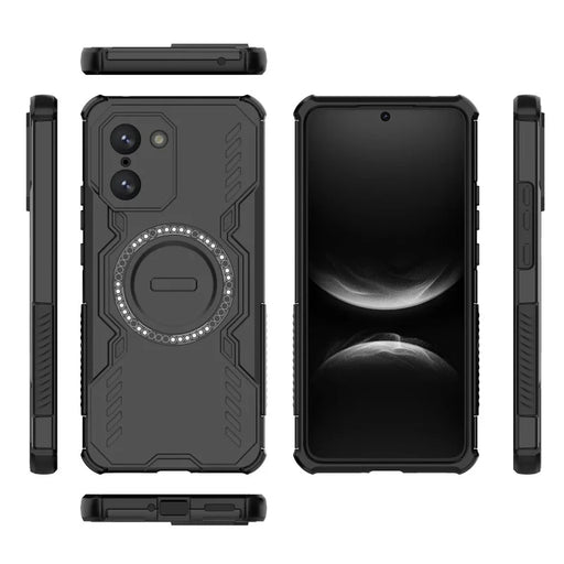 WANLONFENG For OnePlus Nord CE5 5G / OnePlus Ace 5 Racing 5G Magnetic Case  DJ Series PC TPU Phone Cover with 2Pcs Tempered Glass Film - Black - 2