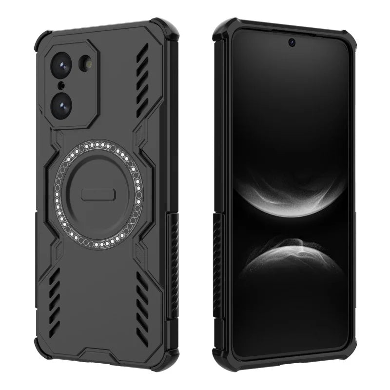 WANLONFENG For OnePlus Nord CE5 5G / OnePlus Ace 5 Racing 5G Magnetic Case  DJ Series PC TPU Phone Cover with 2Pcs Tempered Glass Film - Black - 3