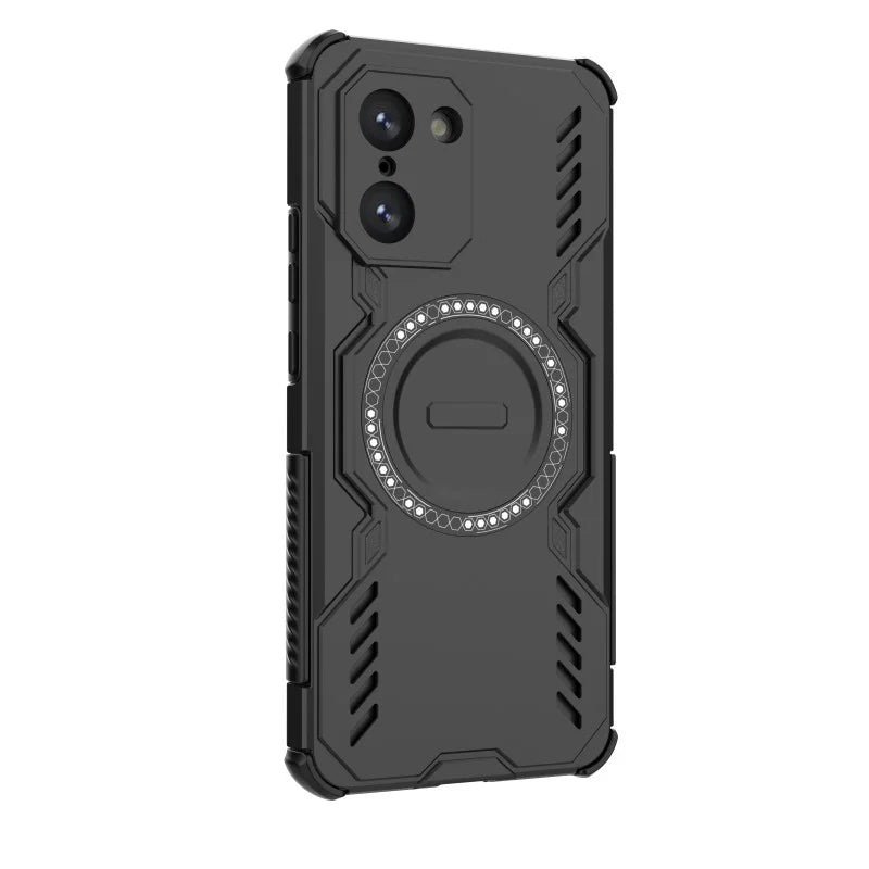 WANLONFENG For OnePlus Nord CE5 5G / OnePlus Ace 5 Racing 5G Magnetic Case  DJ Series PC TPU Phone Cover with 2Pcs Tempered Glass Film - Black - 5