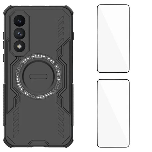 WANLONFENG For OnePlus Nord 5 5G / OnePlus Ace 5 Ultra 5G Magnetic Case  DJ Series PC TPU Phone Cover with 2Pcs Tempered Glass Film - Black - 1
