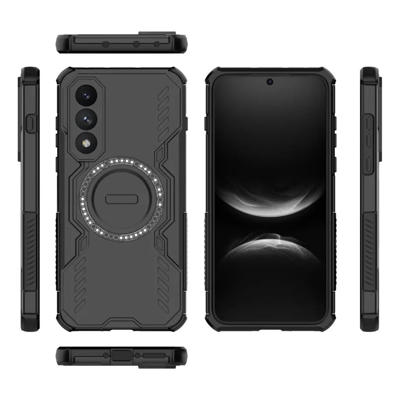 WANLONFENG For OnePlus Nord 5 5G / OnePlus Ace 5 Ultra 5G Magnetic Case  DJ Series PC TPU Phone Cover with 2Pcs Tempered Glass Film - Black - 2