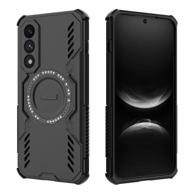 WANLONFENG For OnePlus Nord 5 5G / OnePlus Ace 5 Ultra 5G Magnetic Case  DJ Series PC TPU Phone Cover with 2Pcs Tempered Glass Film - Black - 3