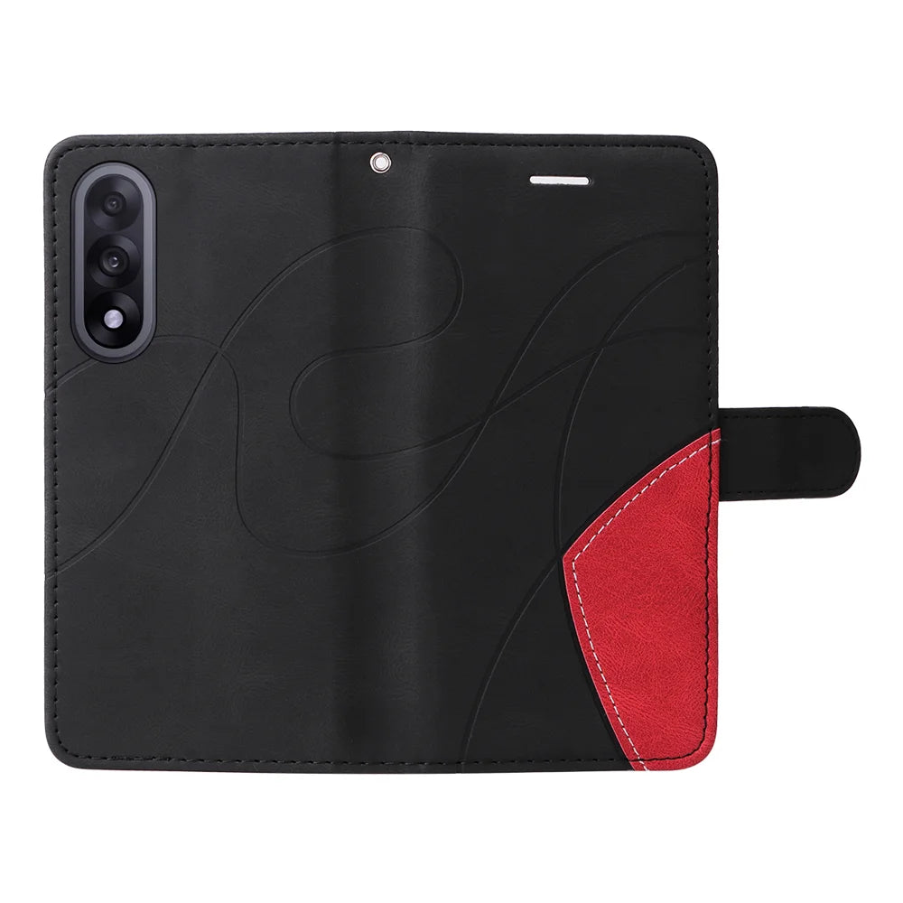 For OnePlus Nord 5 5G / OnePlus Ace 5 Ultra 5G Leather Phone Case Stand Wallet with Bi-colour Splicing Design - Black - 3