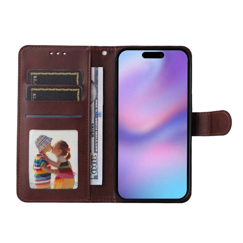 ENKAY HAT PRINCE For iPhone 16 PU Leather Wallet Case   Phone Stand Cover with Tempered Glass - Pink - 3