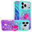 For iPhone 18 Pro Max / 17 Pro Max TPU Case with Kickstand Gradiant Quicksand Shockproof Cover - Sky Blue+Purple - 1