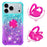 For iPhone 18 Pro / 17 Pro TPU Case with Kickstand Gradiant Quicksand Shockproof Cover - Sky Blue+Purple - 2
