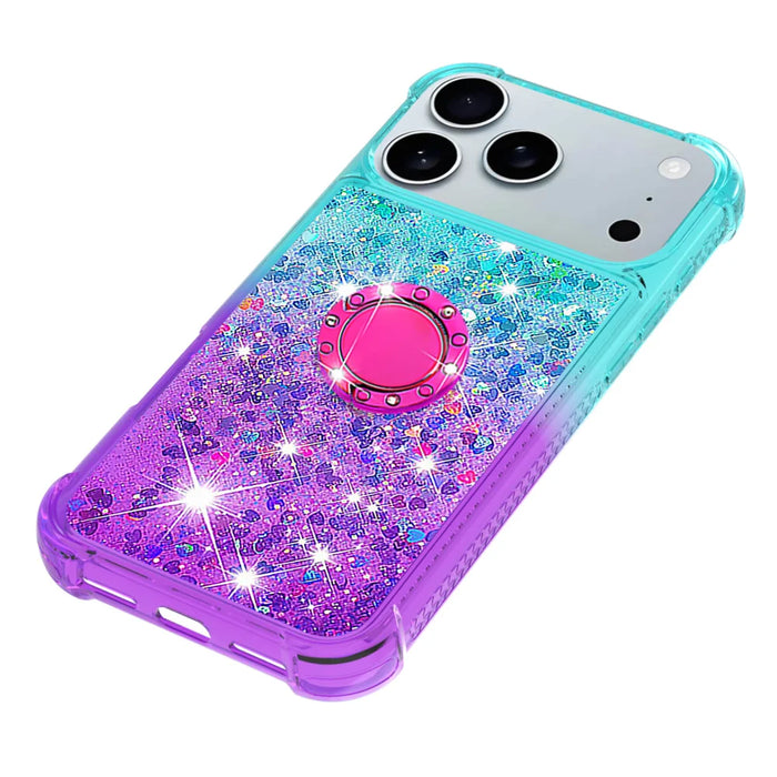 For iPhone 18 Pro / 17 Pro TPU Case with Kickstand Gradiant Quicksand Shockproof Cover - Sky Blue+Purple - 6