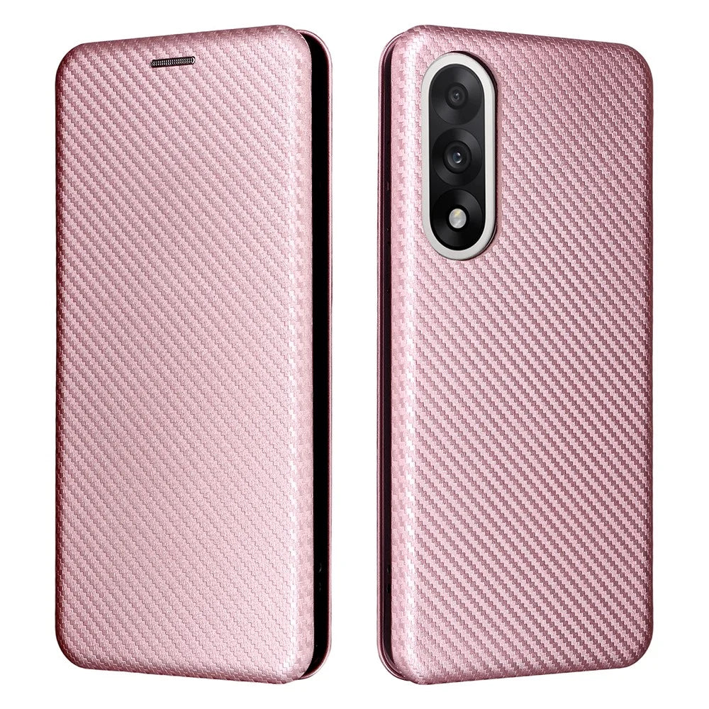 For OnePlus Ace 5 Ultra 5G / Nord 5 5G Case Carbon Fiber Texture Drop-Proof PU Leather Phone Cover - Rose Gold - 1