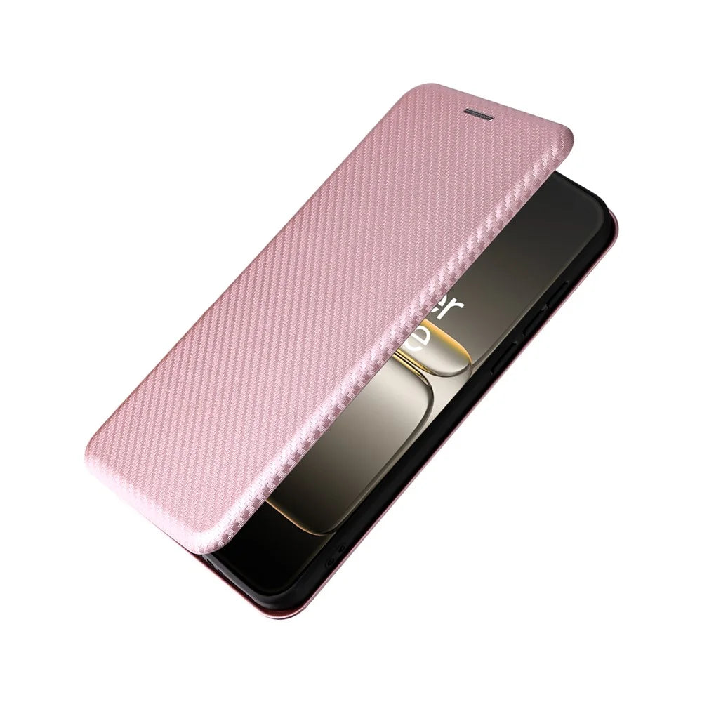 For OnePlus Ace 5 Ultra 5G / Nord 5 5G Case Carbon Fiber Texture Drop-Proof PU Leather Phone Cover - Rose Gold - 5