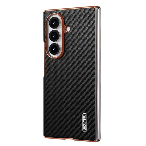 AZNS For Samsung Galaxy Z Fold7 5G Case Electroplating Carbon Fiber Texture PU+PC Phone Cover - Black - 2