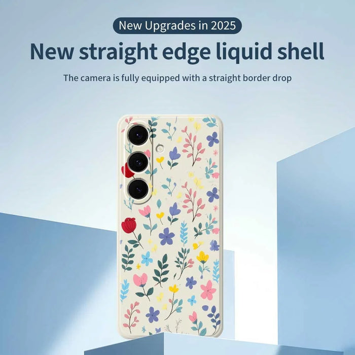 For Samsung Galaxy S24 FE Case Colorful Flower Branches Pattern Printing Straight Edge TPU Phone Back Cover - Beige - 2