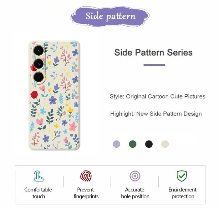 For Samsung Galaxy S24 FE Case Colorful Flower Branches Pattern Printing Straight Edge TPU Phone Back Cover - Beige - 7