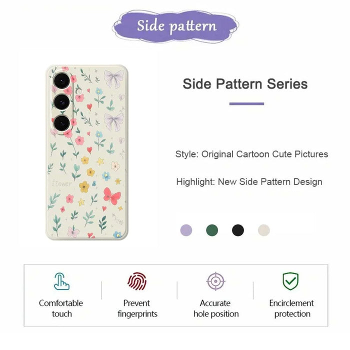 For Samsung Galaxy S24 FE Case Floral Bow Pattern Printing Straight Edge TPU Phone Back Cover - Beige - 7