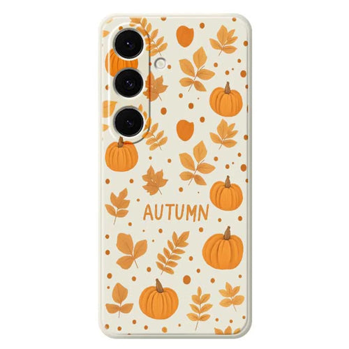 For Samsung Galaxy S24 FE Case Autumn Theme Pattern Printing Straight Edge TPU Phone Back Cover - Beige - 1