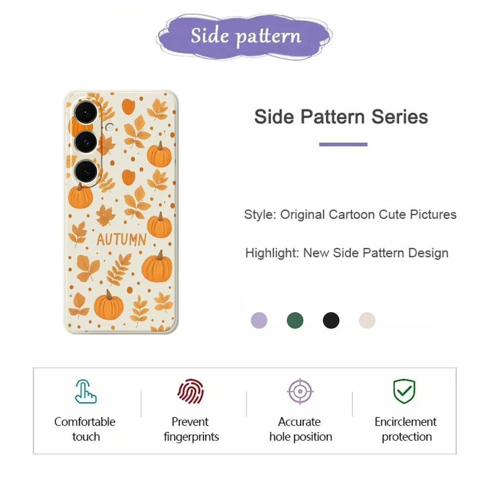 For Samsung Galaxy S24 FE Case Autumn Theme Pattern Printing Straight Edge TPU Phone Back Cover - Beige - 2