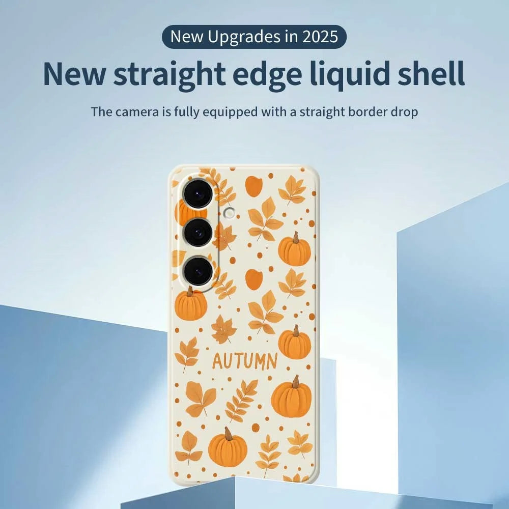For Samsung Galaxy S24 FE Case Autumn Theme Pattern Printing Straight Edge TPU Phone Back Cover - Beige - 3