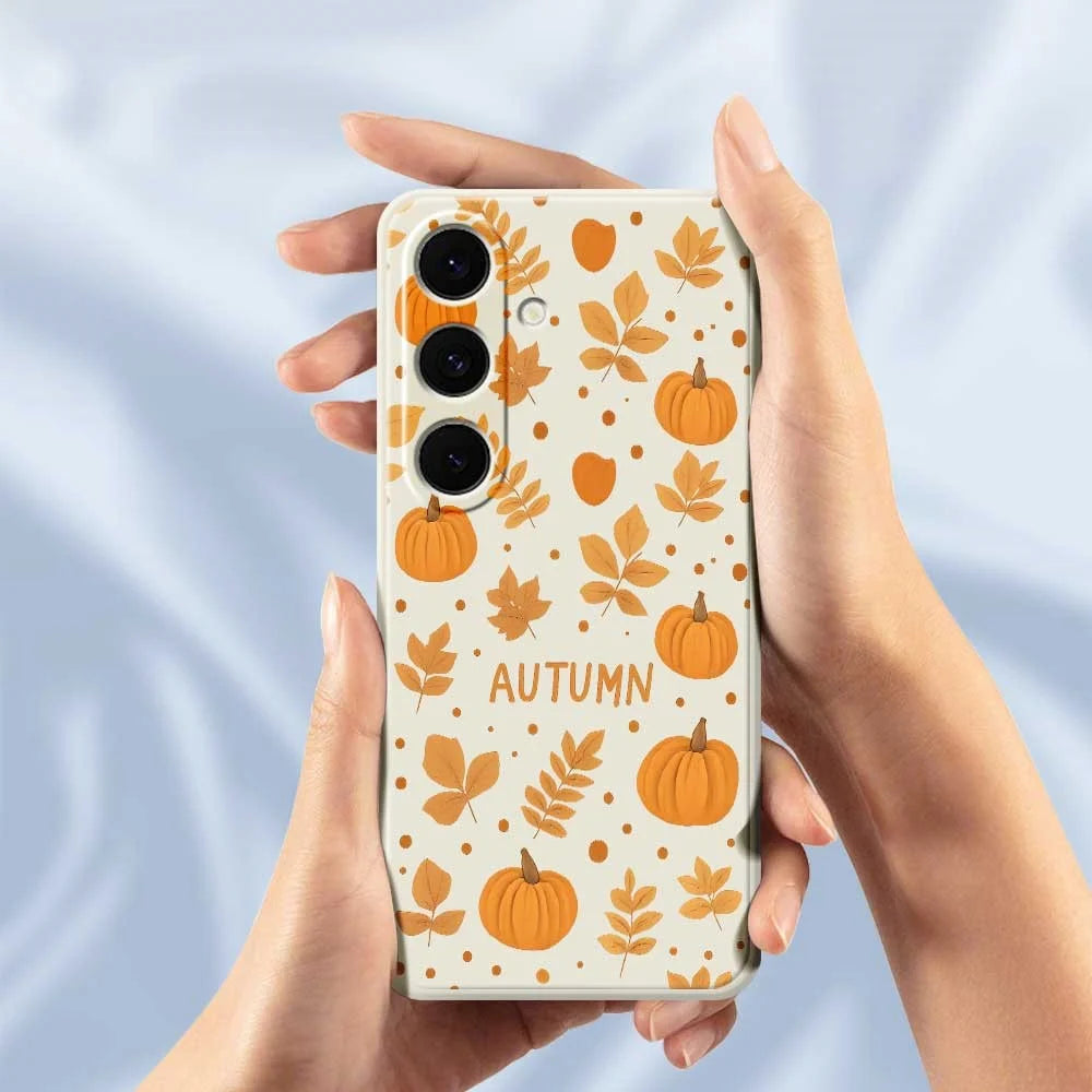 For Samsung Galaxy S24 FE Case Autumn Theme Pattern Printing Straight Edge TPU Phone Back Cover - Beige - 5