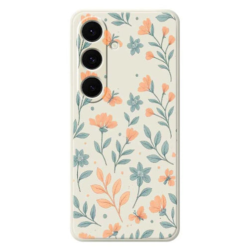 For Samsung Galaxy S24 FE Case Yellow Flowers Pattern Printing Straight Edge TPU Phone Back Cover - Beige - 1