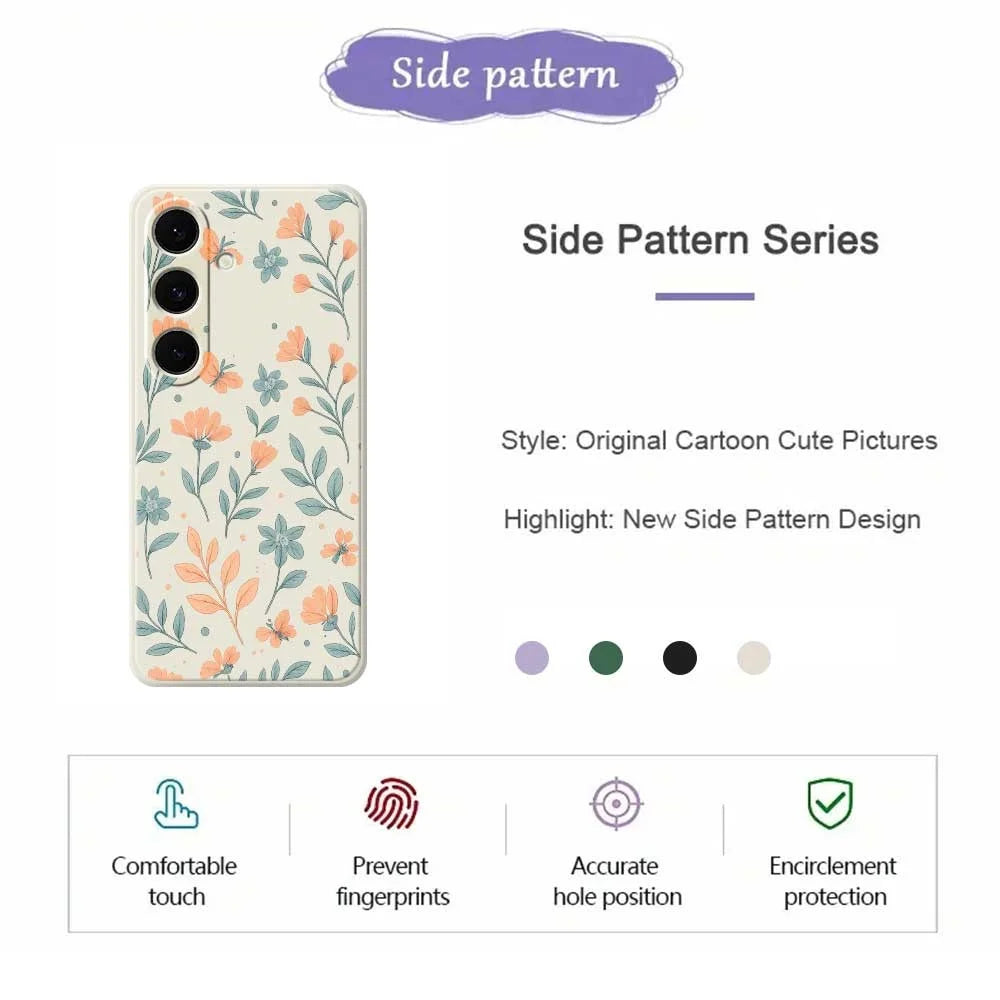 For Samsung Galaxy S24 FE Case Yellow Flowers Pattern Printing Straight Edge TPU Phone Back Cover - Beige - 2