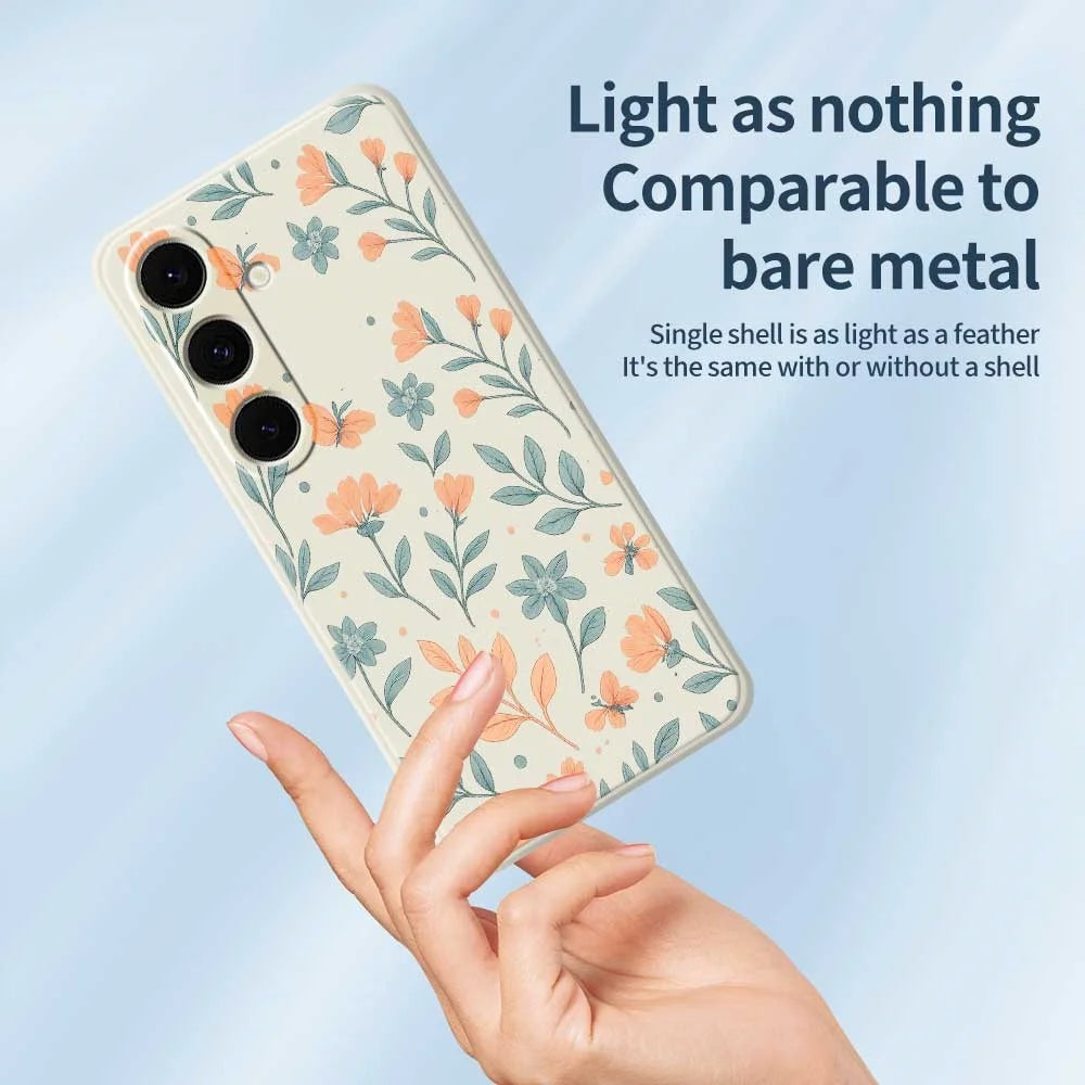 For Samsung Galaxy S24 FE Case Yellow Flowers Pattern Printing Straight Edge TPU Phone Back Cover - Beige - 4