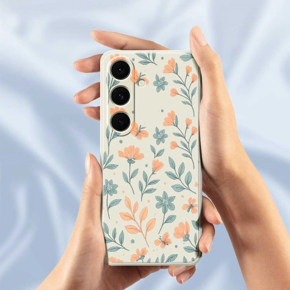 For Samsung Galaxy S24 FE Case Yellow Flowers Pattern Printing Straight Edge TPU Phone Back Cover - Beige - 5
