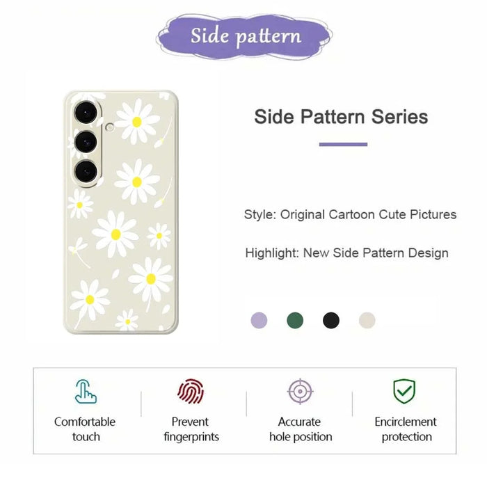 For Samsung Galaxy S24 FE Case White Daisy Pattern Printing Straight Edge TPU Phone Back Cover - Beige - 2