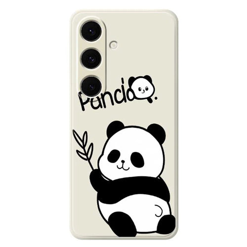 For Samsung Galaxy S24 FE Case Panda Pattern Printing Straight Edge TPU Phone Back Cover - Beige - 1