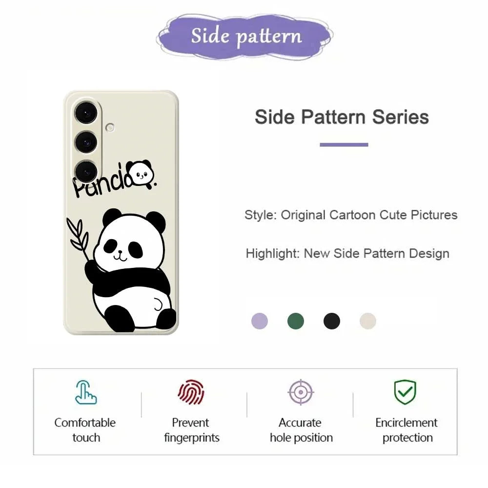 For Samsung Galaxy S24 FE Case Panda Pattern Printing Straight Edge TPU Phone Back Cover - Beige - 2