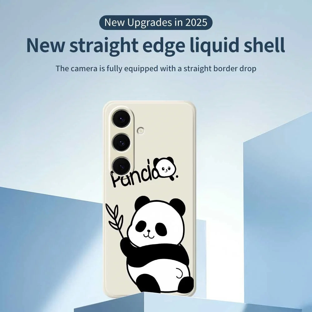 For Samsung Galaxy S24 FE Case Panda Pattern Printing Straight Edge TPU Phone Back Cover - Beige - 3