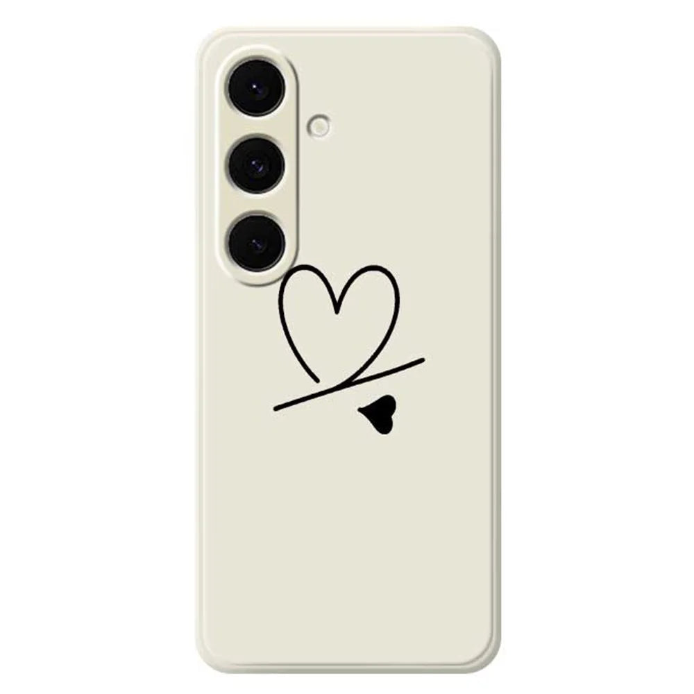 For Samsung Galaxy S24 FE Case Black Love Pattern Printing Straight Edge TPU Phone Back Cover - Beige - 1