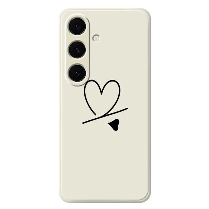 For Samsung Galaxy S24 FE Case Black Love Pattern Printing Straight Edge TPU Phone Back Cover - Beige - 1