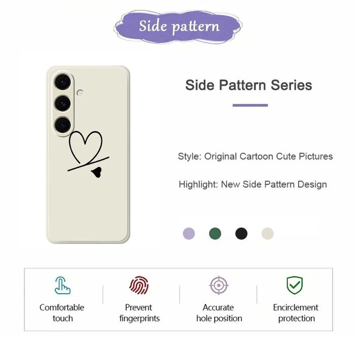 For Samsung Galaxy S24 FE Case Black Love Pattern Printing Straight Edge TPU Phone Back Cover - Beige - 2