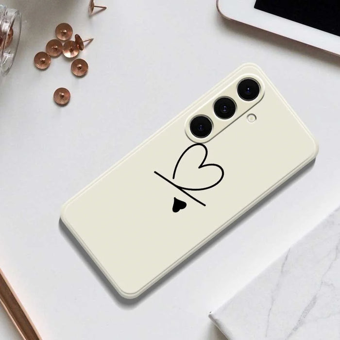 For Samsung Galaxy S24 FE Case Black Love Pattern Printing Straight Edge TPU Phone Back Cover - Beige - 7