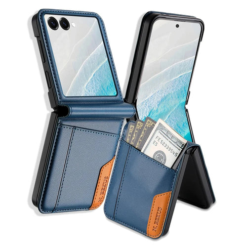 N.BEKUS For Samsung Galaxy Z Flip7 5G Case Card Slot PU + PC Phone Back Cover - Blue - 1