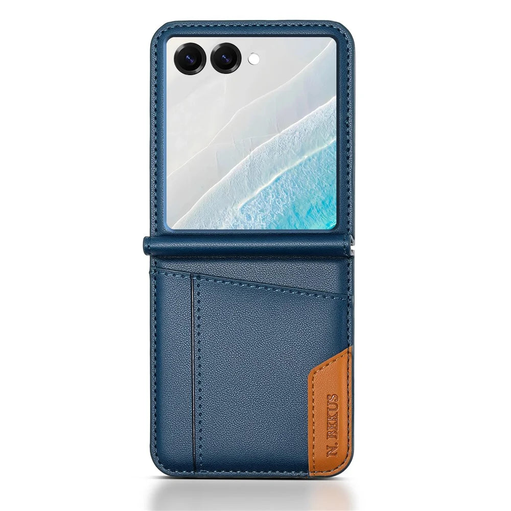 N.BEKUS For Samsung Galaxy Z Flip7 5G Case Card Slot PU + PC Phone Back Cover - Blue - 2