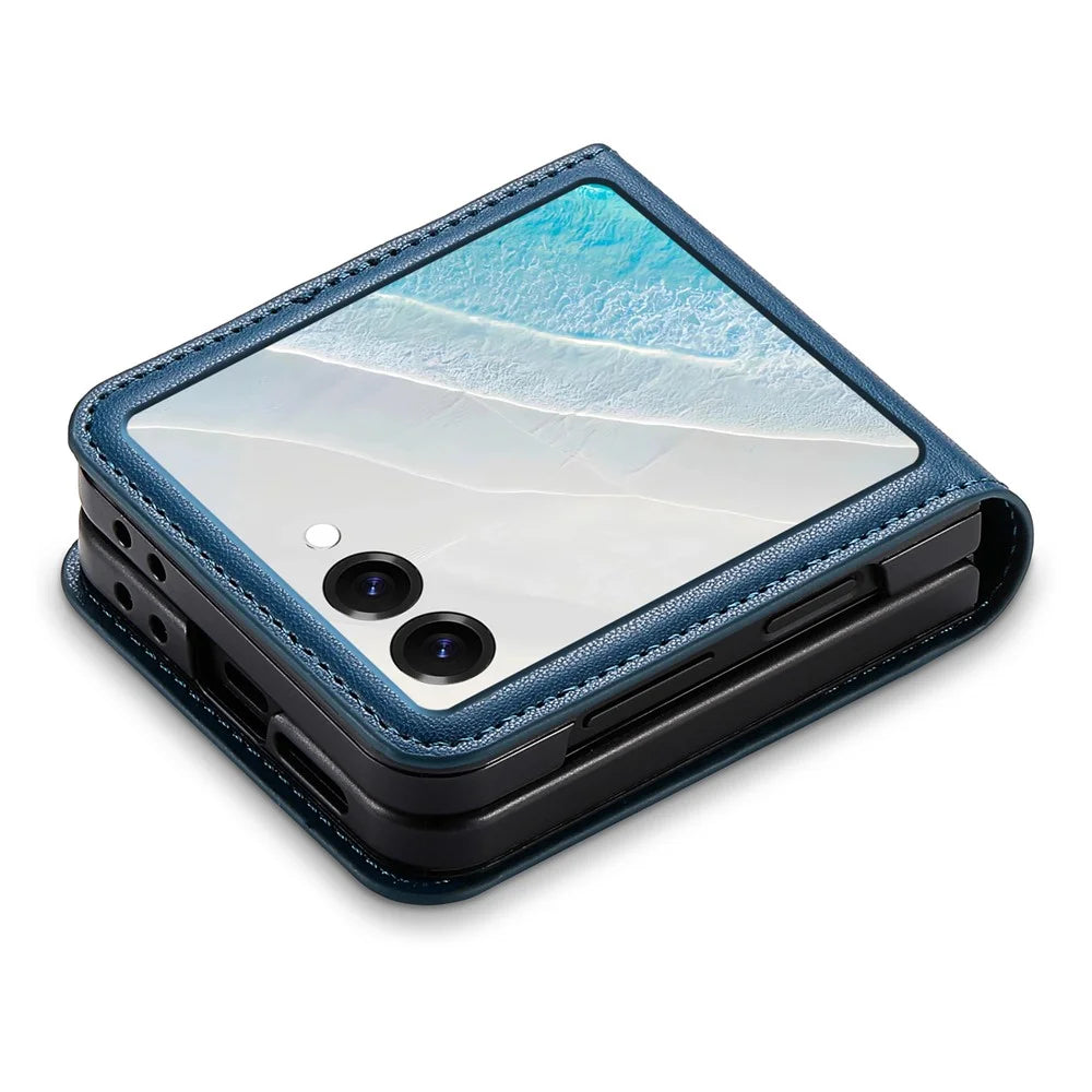 N.BEKUS For Samsung Galaxy Z Flip7 5G Case Card Slot PU + PC Phone Back Cover - Blue - 3