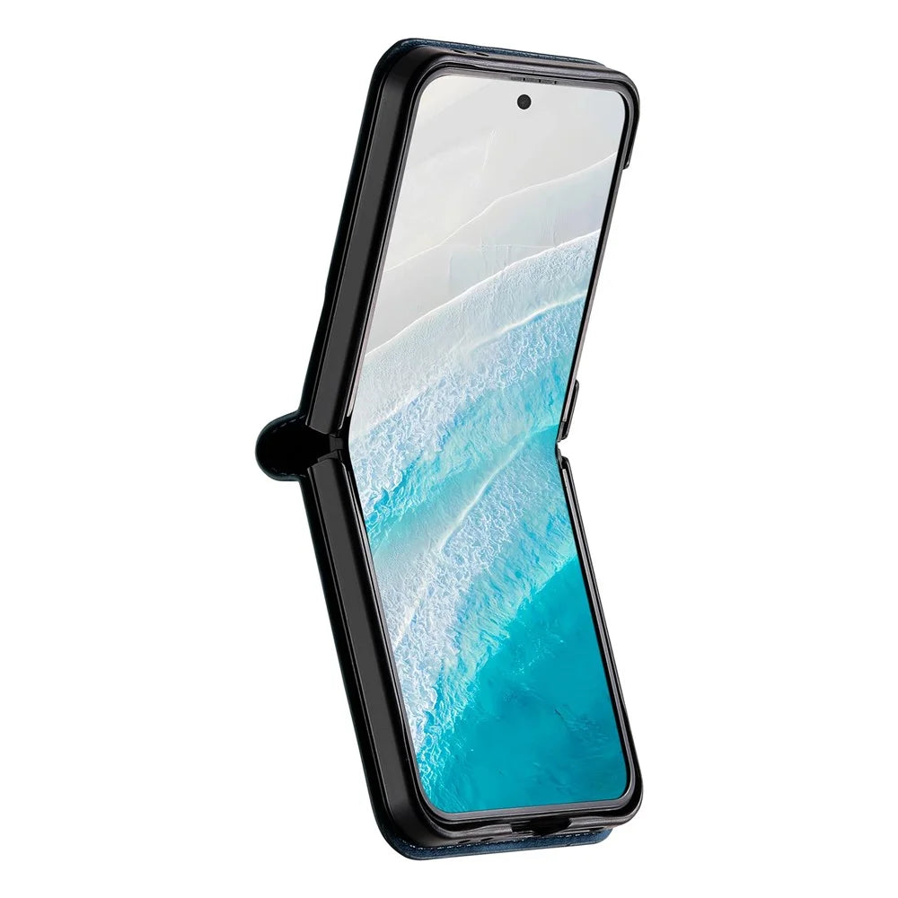 N.BEKUS For Samsung Galaxy Z Flip7 5G Case Card Slot PU + PC Phone Back Cover - Blue - 6