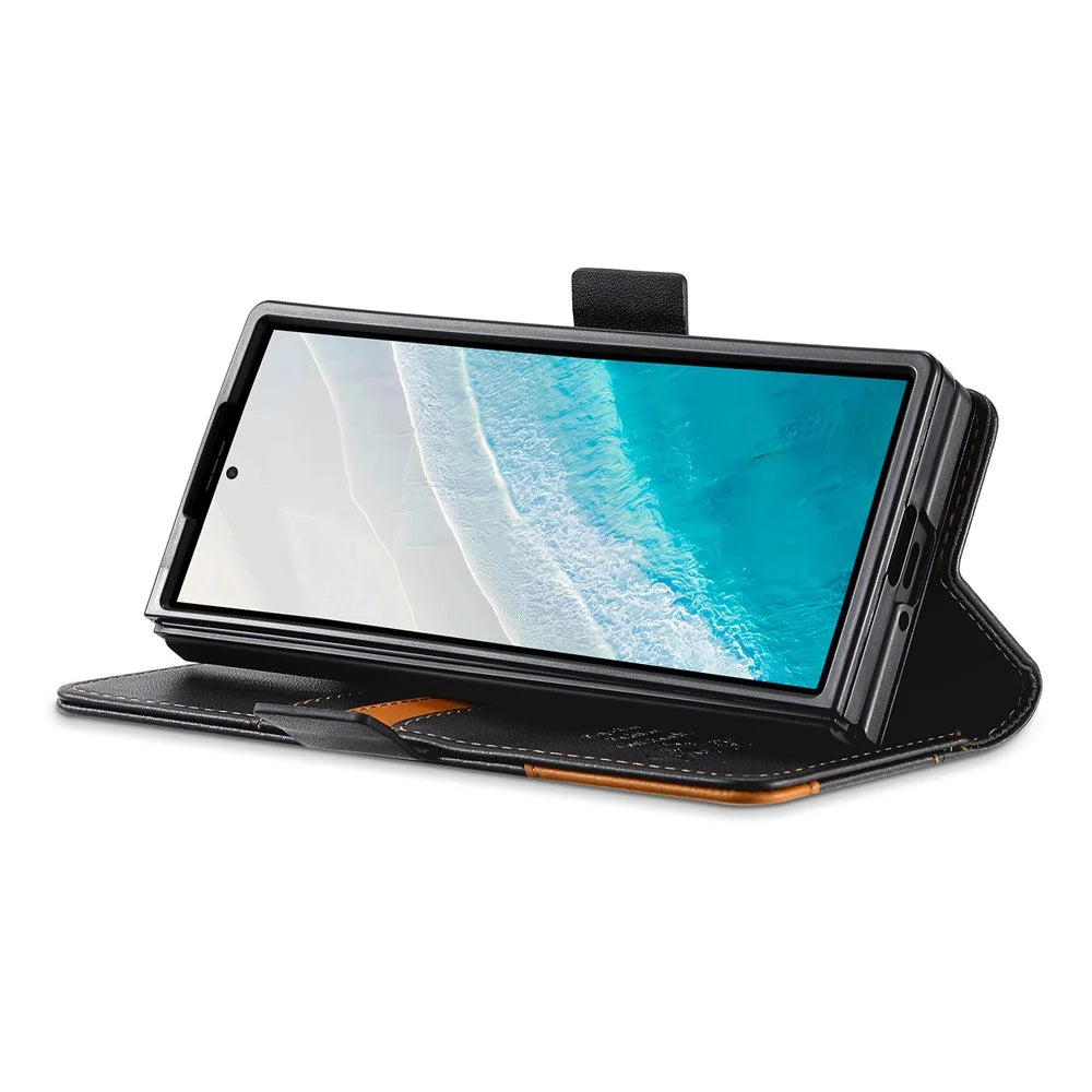 N.BEKUS For Samsung Galaxy Z Fold7 5G Stand Case RFID Blocking PU Leather Wallet Phone Cover - Black - 3