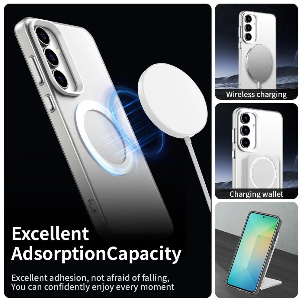 For Samsung Galaxy S25 FE Magnetic Case Anti Drop Hybrid Phone Back Cover - White - 2