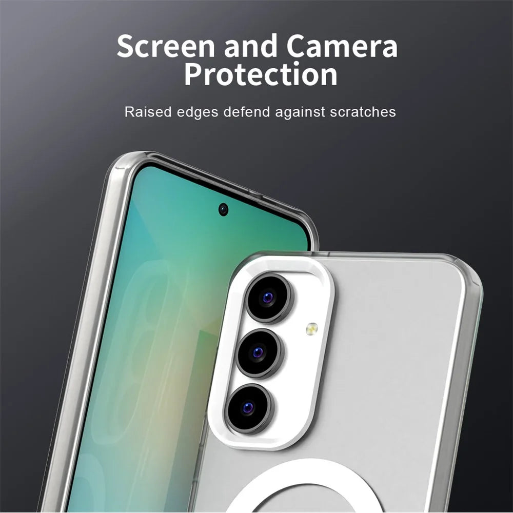 For Samsung Galaxy S25 FE Magnetic Case Anti Drop Hybrid Phone Back Cover - White - 6