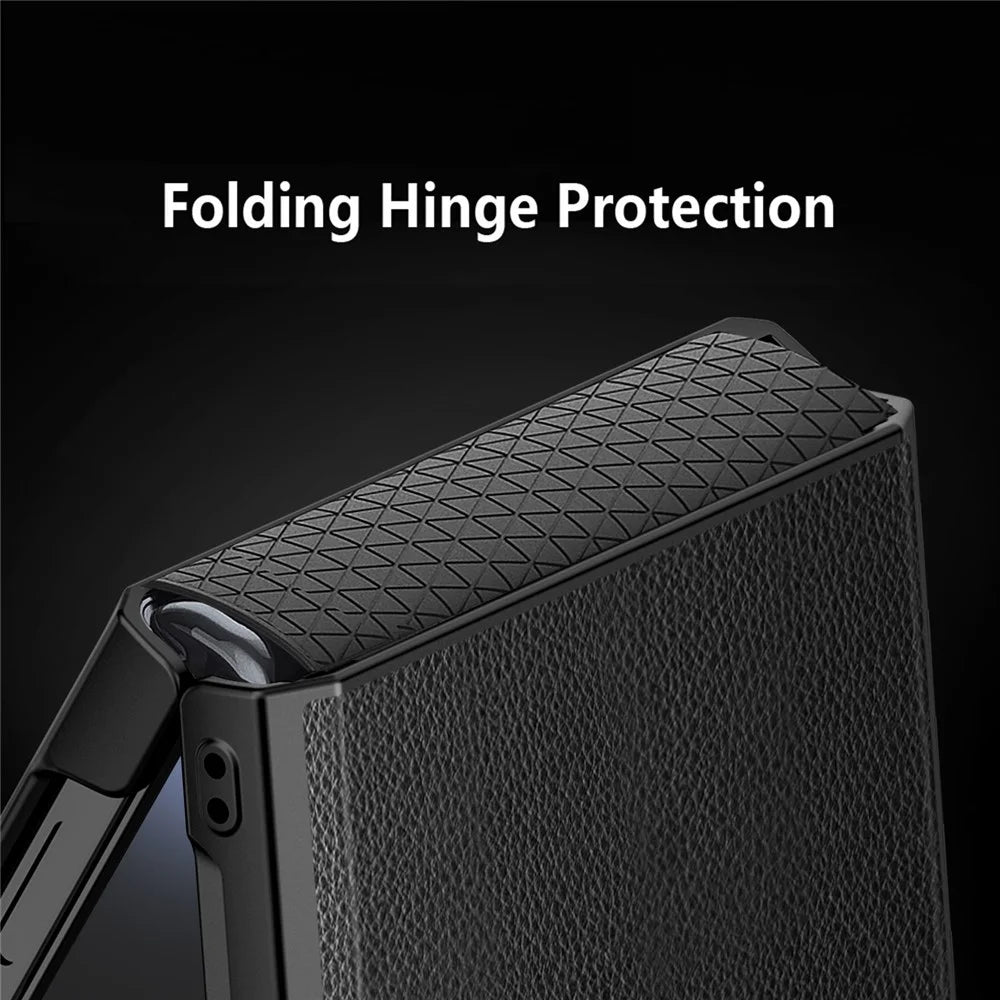 For Samsung Galaxy Z Flip7 5G Case Kickstand PC+PU Phone Cover with Screen  /  Lens Film - Wheat Black - 2