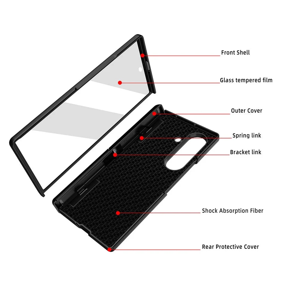For Samsung Galaxy Z Fold7 5G Case Kickstand Hard PC Phone Cover with Screen Film - Black - 3