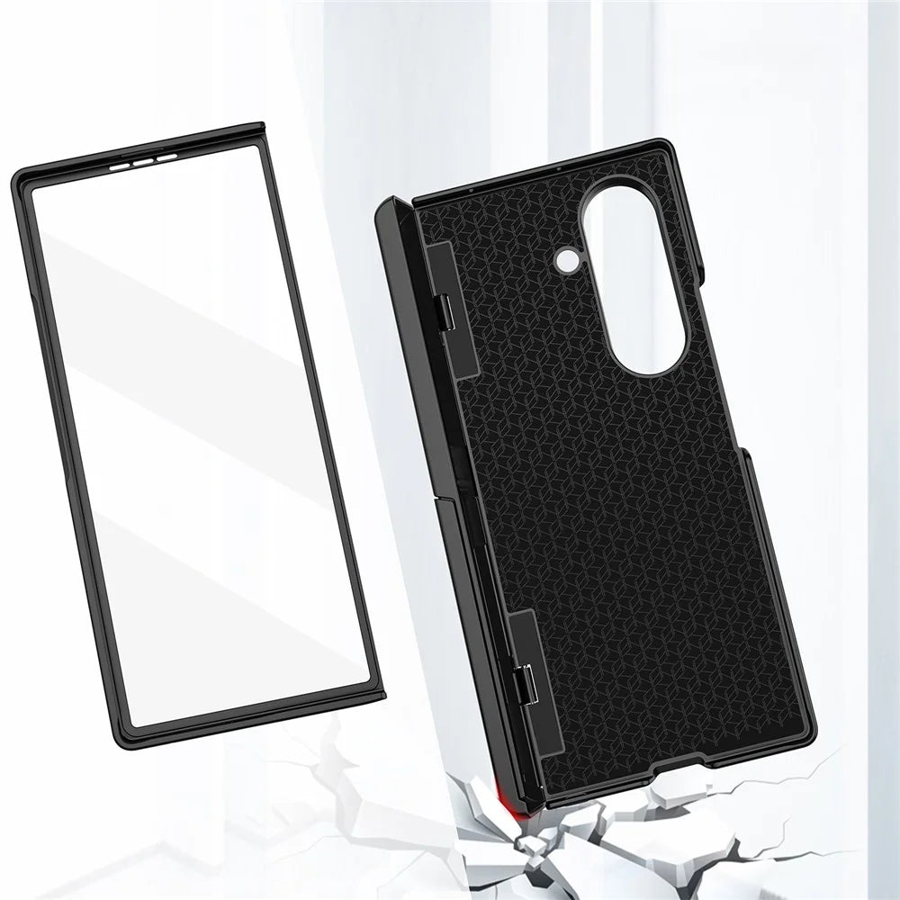 For Samsung Galaxy Z Fold7 5G Case Kickstand Hard PC Phone Cover with Screen Film - Black - 6