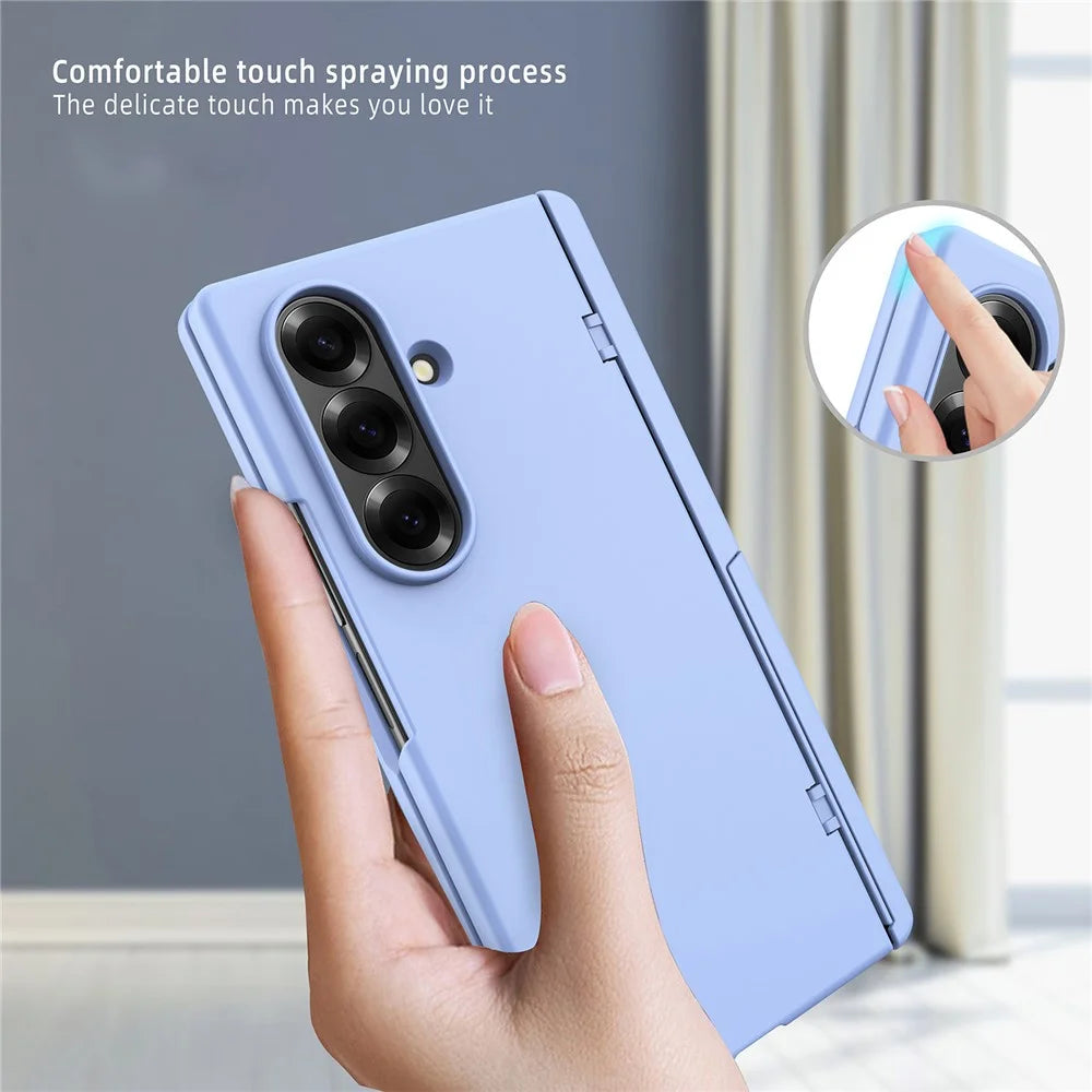 For Samsung Galaxy Z Fold7 5G Case Kickstand Hard PC Phone Cover with Screen Film - Black - 7