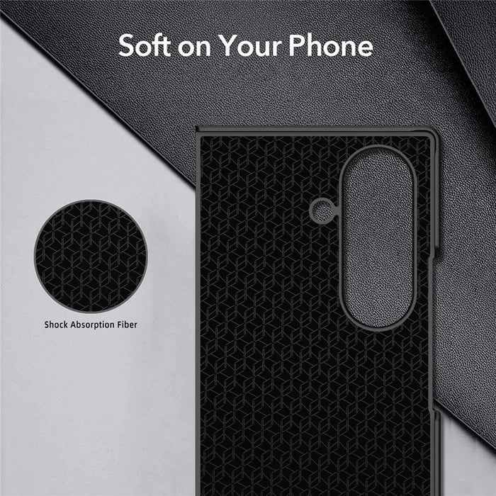 For Samsung Galaxy Z Fold7 5G Case Litchi Texture PU+PC Phone Cover with Screen Film - Black - 3
