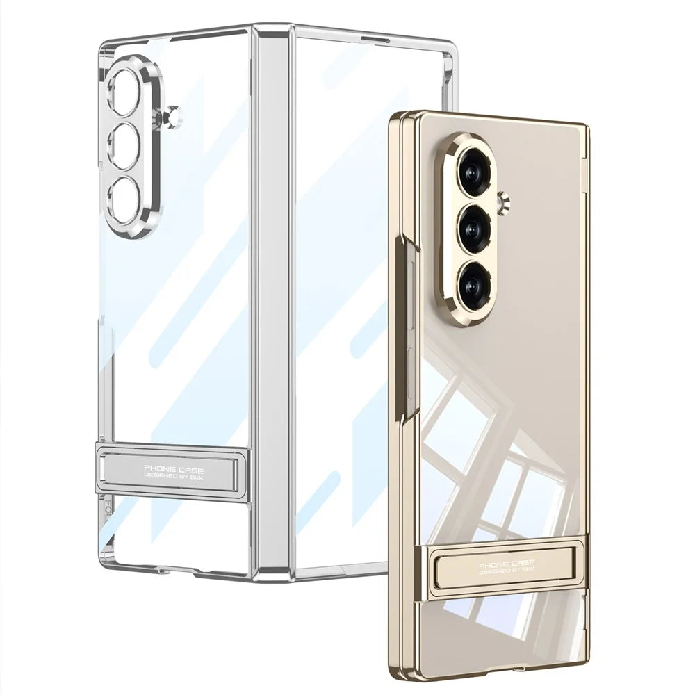 GKK For Samsung Galaxy Z Fold7 5G Case Magnetic Hinge Protection PC Tempered Glass Kickstand Phone Cover - Silver - 4