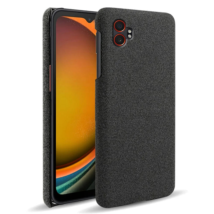 For Samsung Galaxy XCover7 Pro Phone Case Cloth Texture Anti-Scratch Protective PC Back Cover - Black - 1