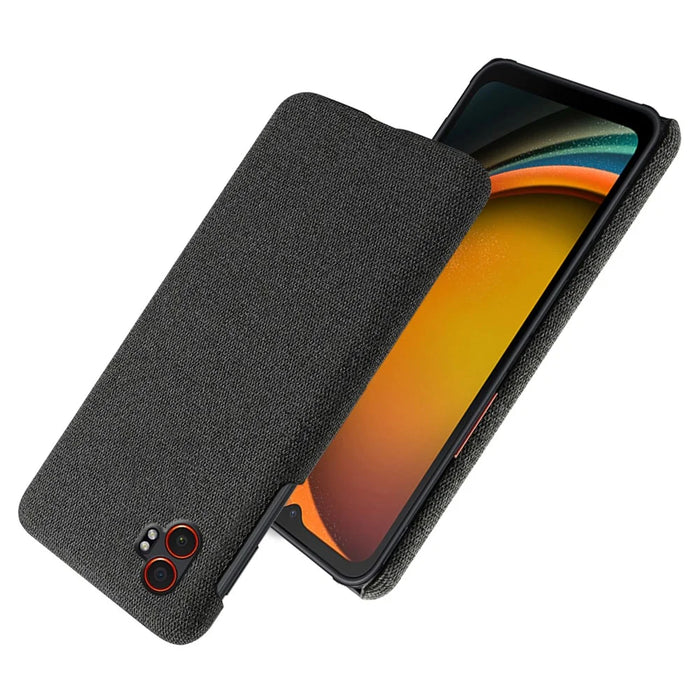 For Samsung Galaxy XCover7 Pro Phone Case Cloth Texture Anti-Scratch Protective PC Back Cover - Black - 2