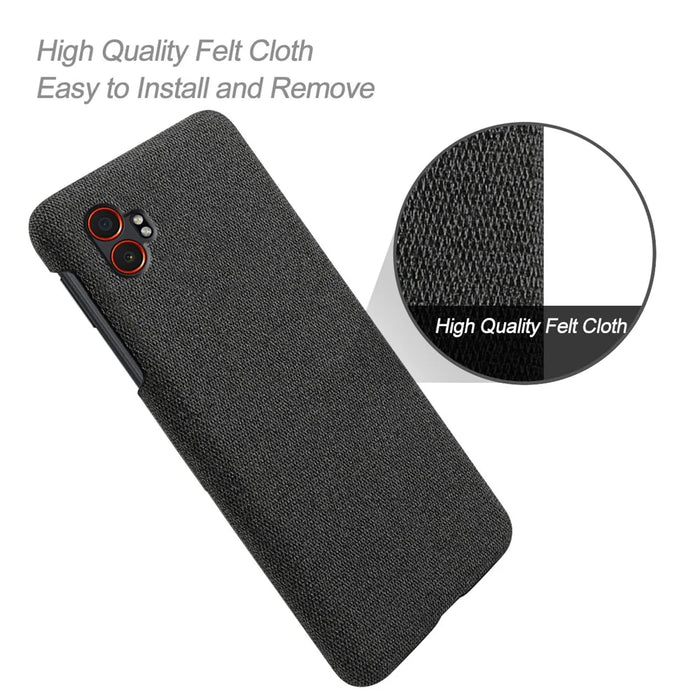 For Samsung Galaxy XCover7 Pro Phone Case Cloth Texture Anti-Scratch Protective PC Back Cover - Black - 4